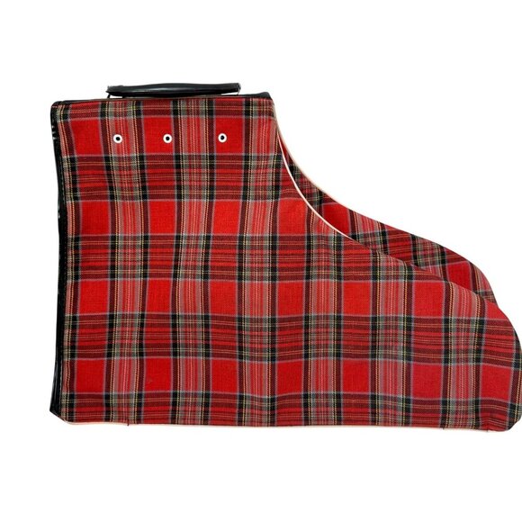 Vintage Ice Skates Bag with Handle Red Plaid Retro Holiday MCM Christmas Decor - Picture 2 of 13